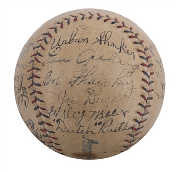 1927 World Series Champion New York Yankees Team Signed OAL Baseball With 25 Signatures Including Gehrig & Huggins(JSA)